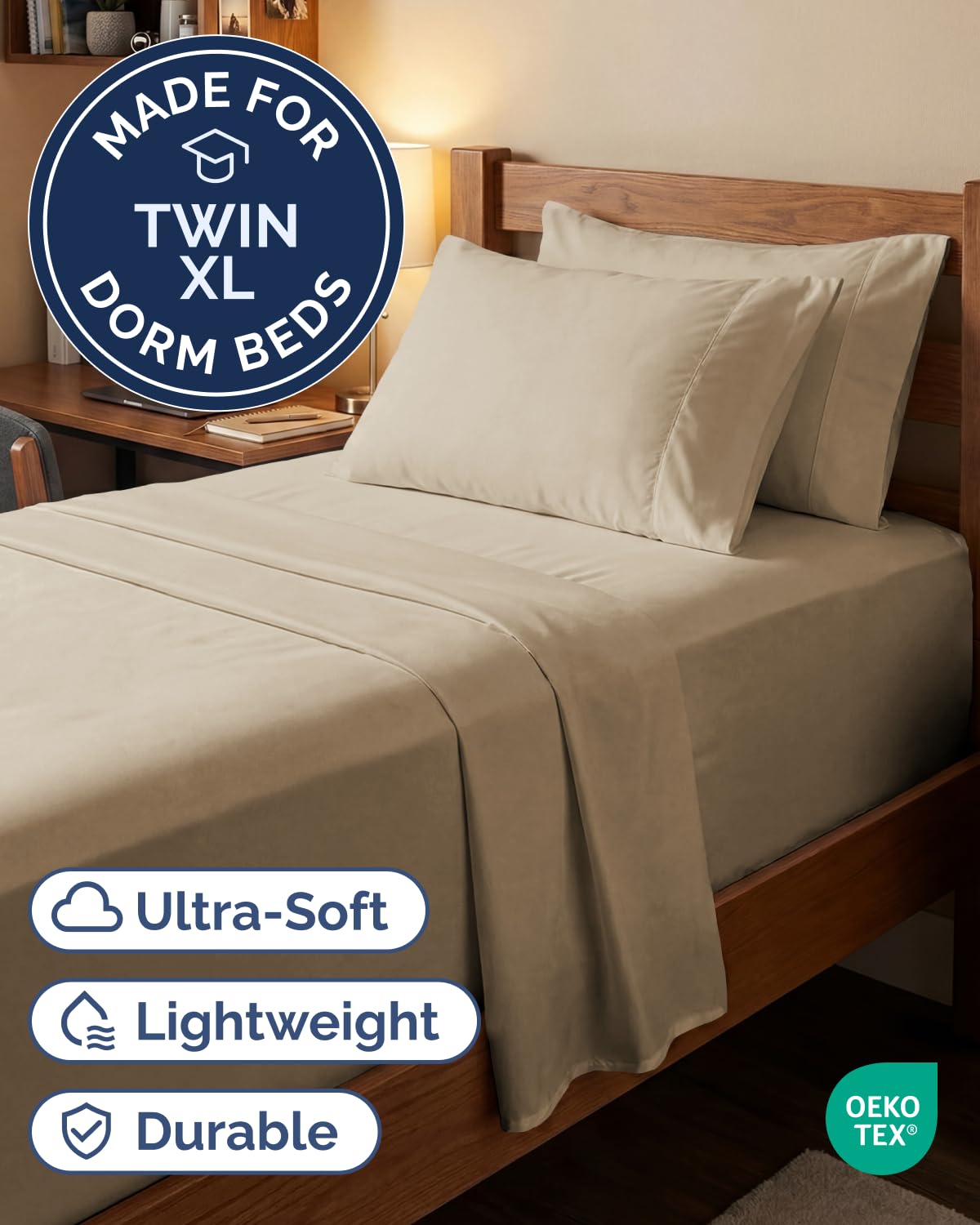 CGK Unlimited close-up of fitted sheet deep 21 inch pocket for secure fit