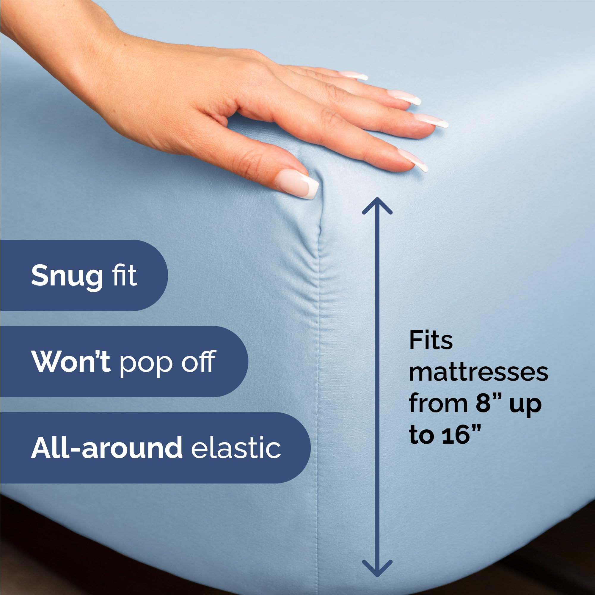 CGK Unlimited fitted sheet pocket detail showing deep fit and secure hold