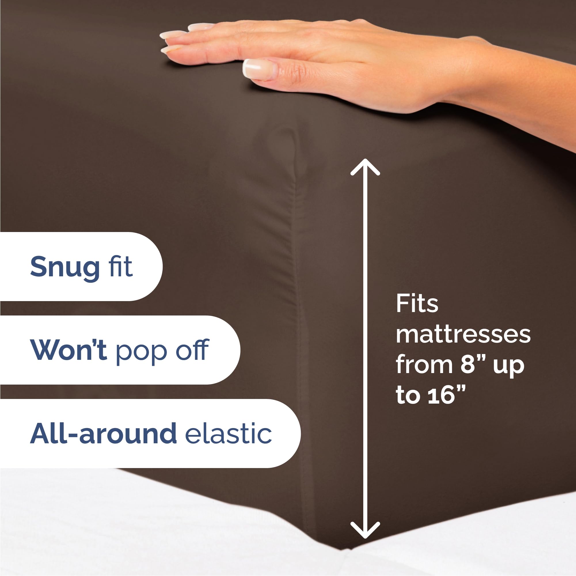 CGK Unlimited fitted sheet pocket detail demonstrating snug fit for deep mattresses