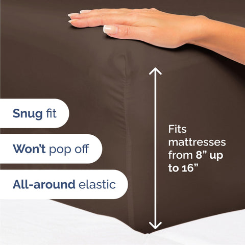 CGK Unlimited fitted sheet pocket detail demonstrating snug fit for deep mattresses