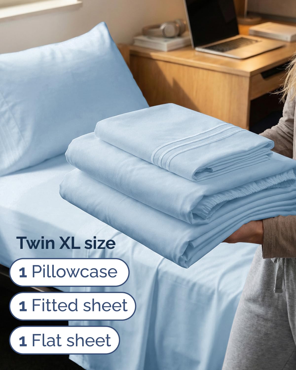 CGK Unlimited fitted sheet pocket detail showing deep elastic fit for up to 16-inch mattress