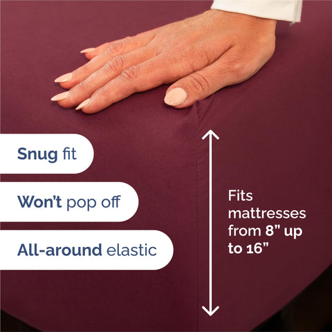 CGK Unlimited fitted sheet deep pocket detail showing secure fit benefit