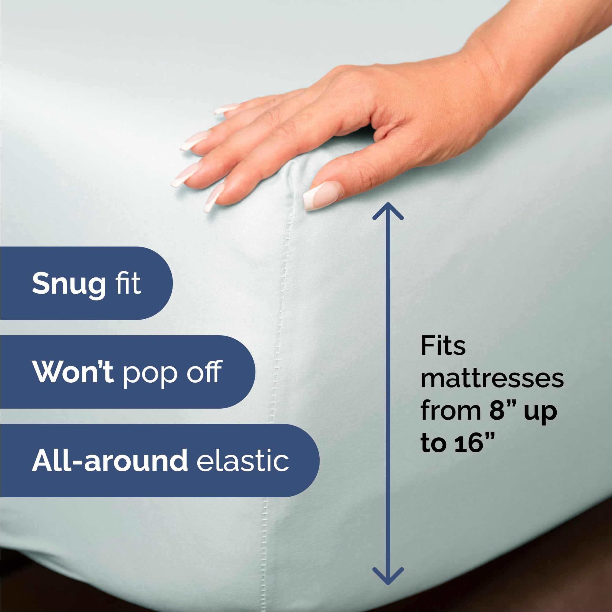 CGK Unlimited fitted sheet pocket detail demonstrating deep pockets and secure fit for thicker mattresses