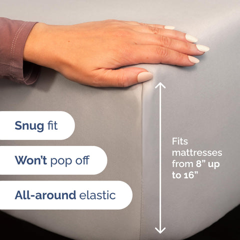 CGK Unlimited fitted sheet deep pocket detail demonstrating secure mattress fit
