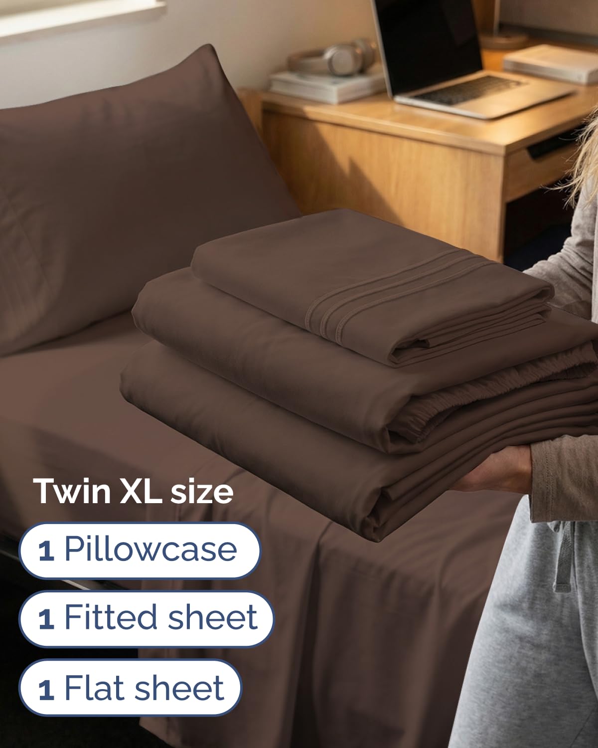 CGK Unlimited fitted sheet on mattress demonstrating deep pockets and secure fit benefit