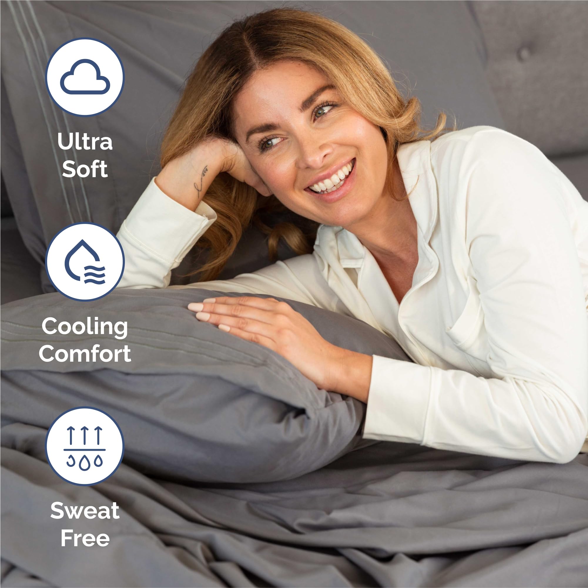 CGK Unlimited flat sheet and two pillowcases laid out to show full coverage and coordinated design