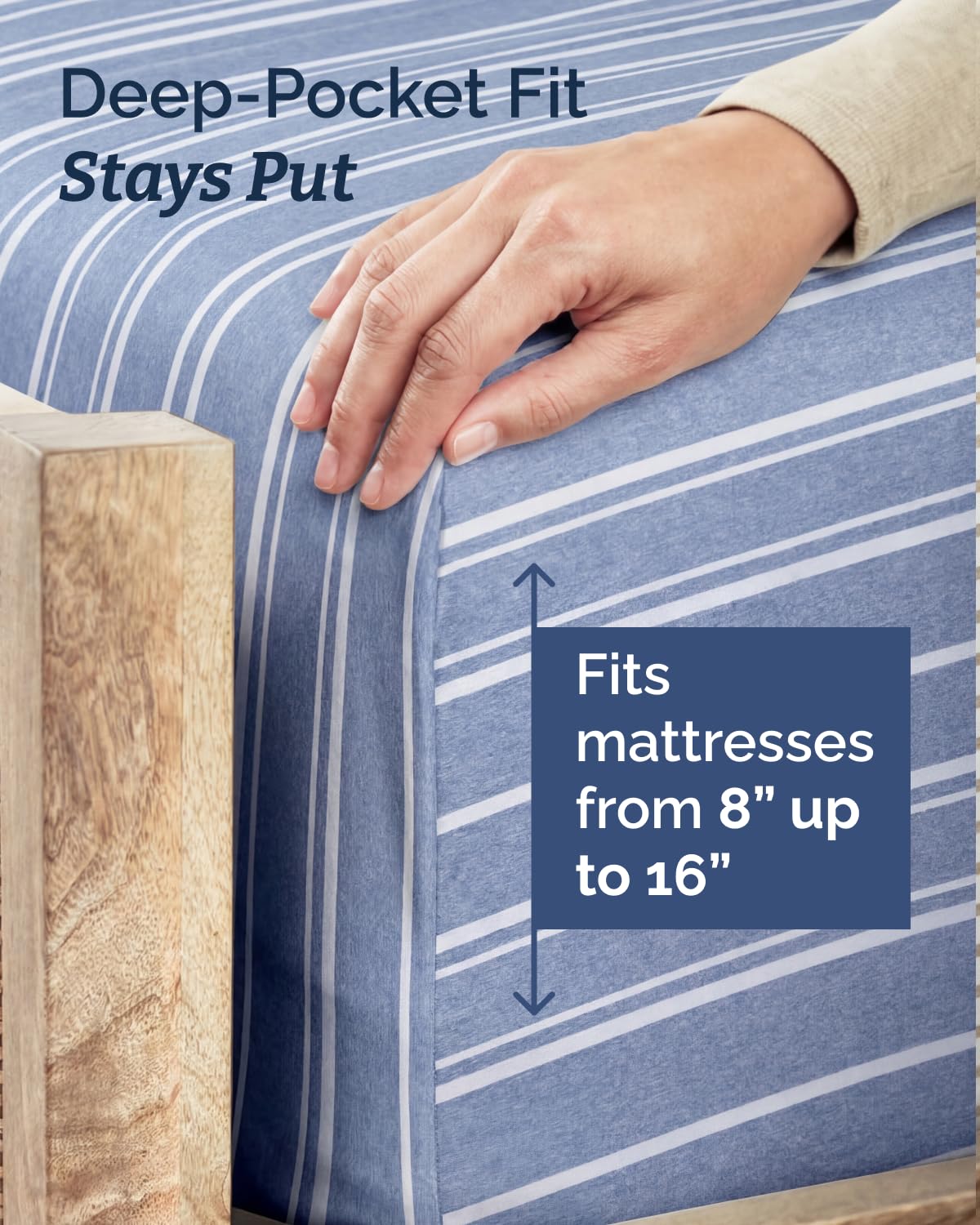 CGK Unlimited flat sheet draped on bed showing long length and tidy tuckability