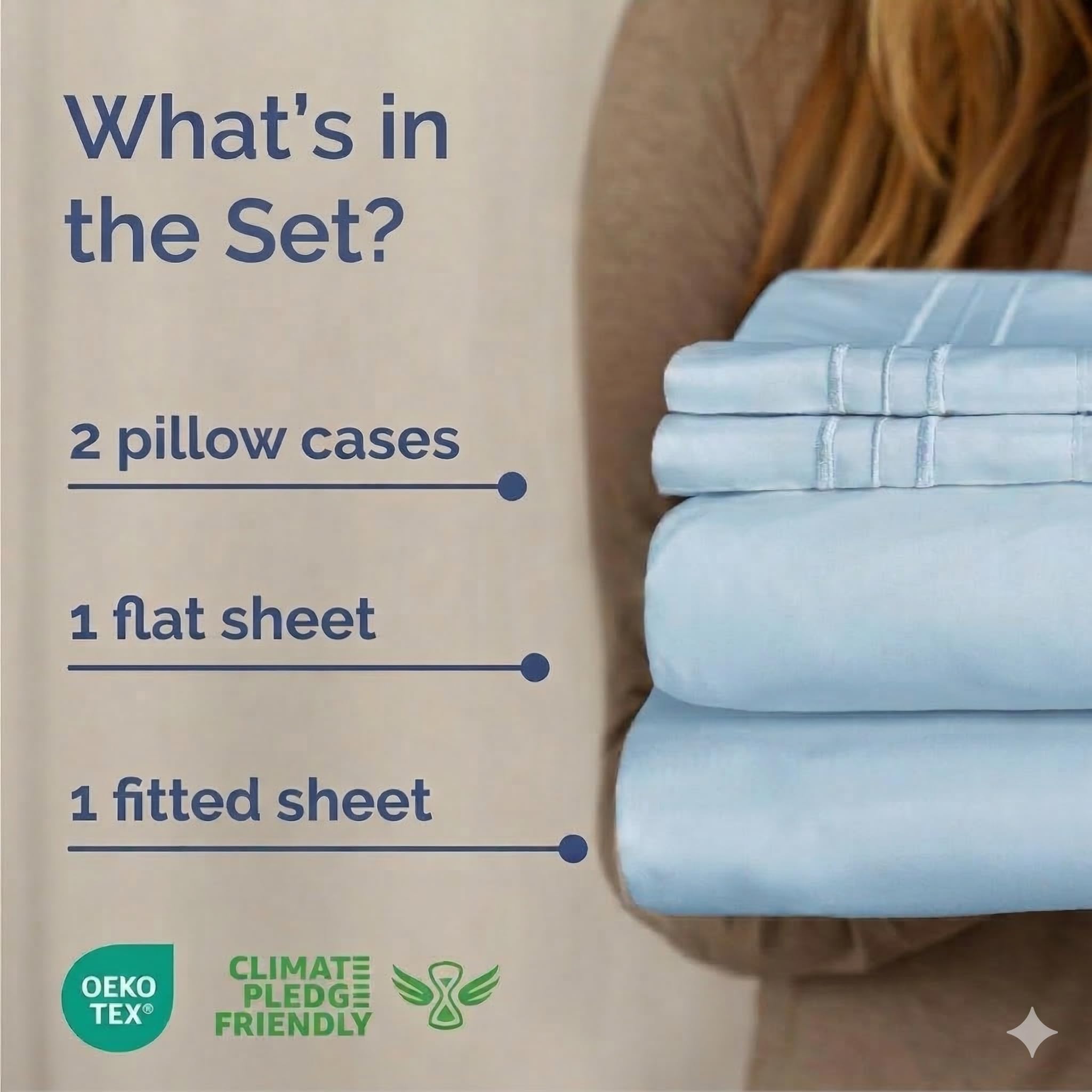 CGK Unlimited folded flat sheet highlighting smooth finish and easy storage benefit