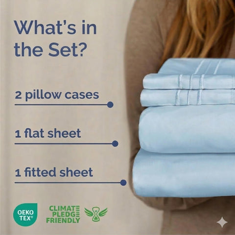 CGK Unlimited folded flat sheet highlighting smooth finish and easy storage benefit