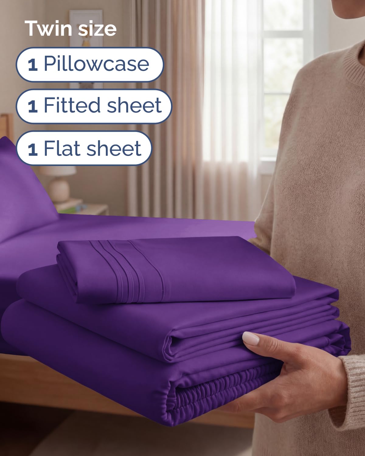 CGK Unlimited flat sheet spread across a twin bed for a neat, inviting look