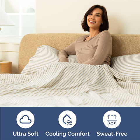 cgk unlimited flat sheet spread on king bed demonstrating smooth coverage and drape