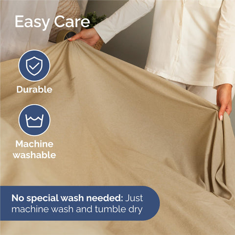 CGK Unlimited flat sheet fully spread to display generous king dimensions and even drape
