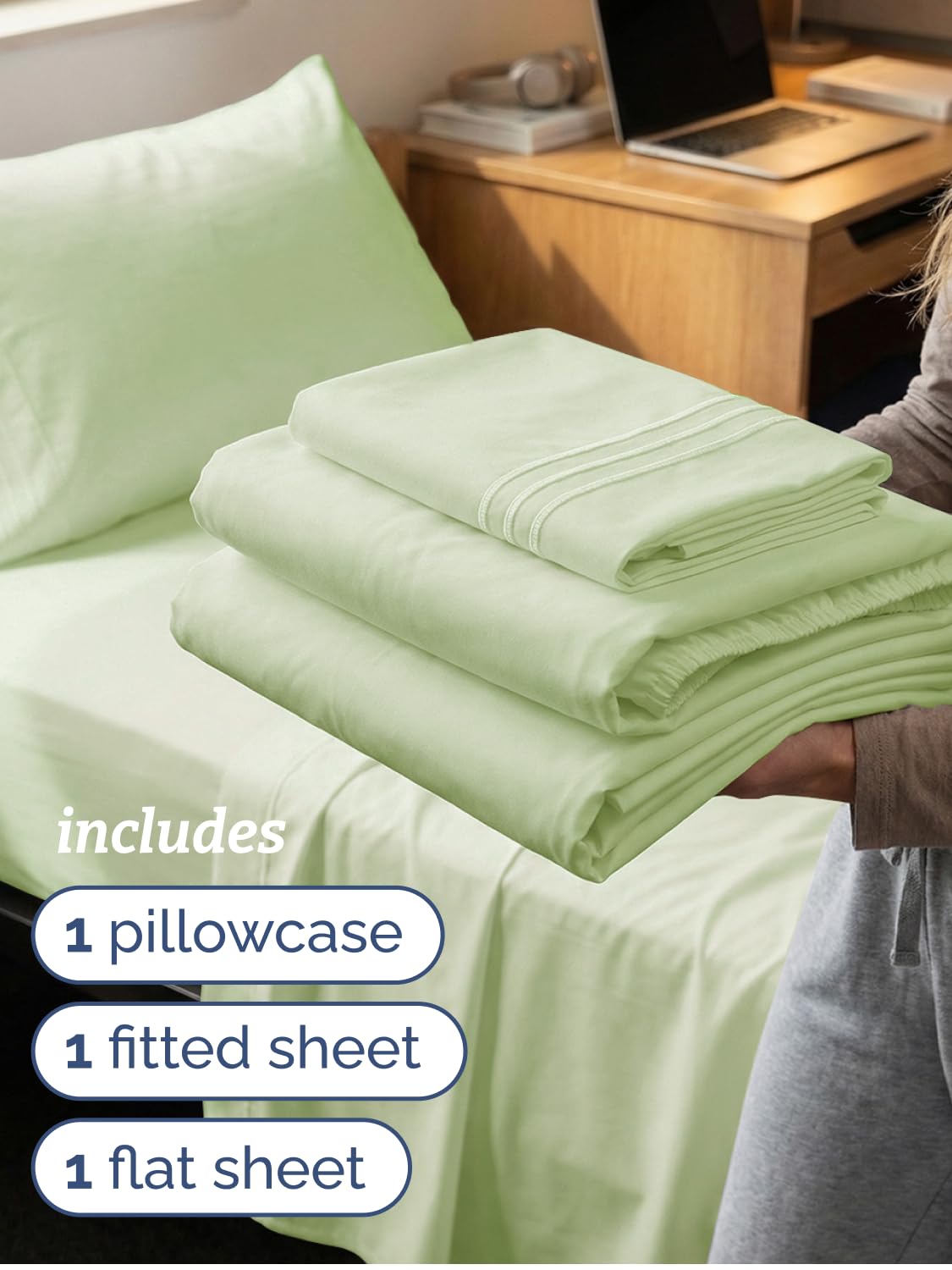 CGK Unlimited flat sheet spread flat to show full coverage and tuck-friendly length