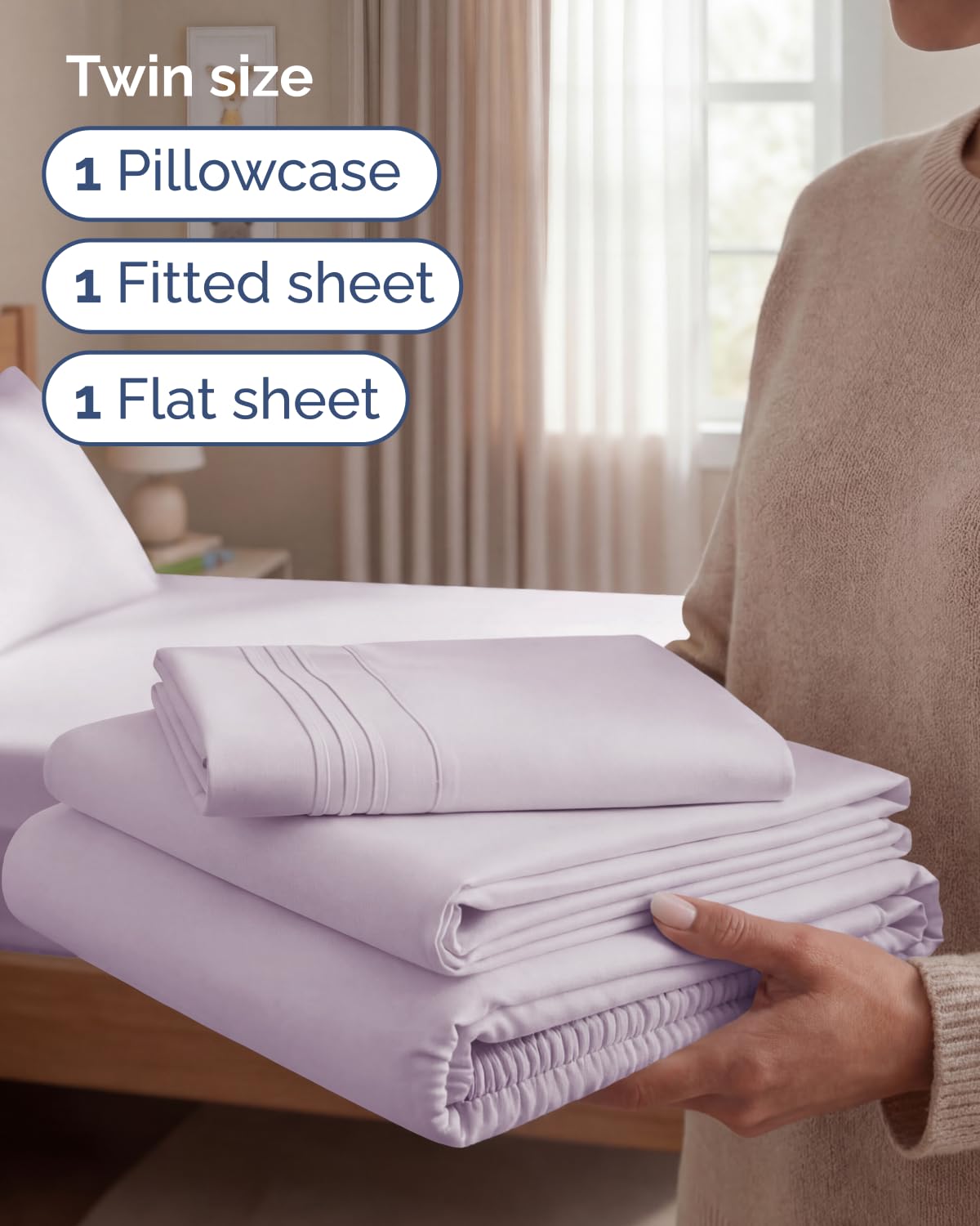 CGK Unlimited flat sheet spread on bed displaying smooth drape and coverage