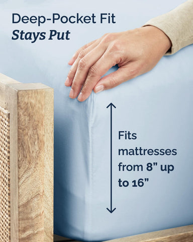 Flat sheet from CGK Unlimited fully spread on bed offering full coverage and drape