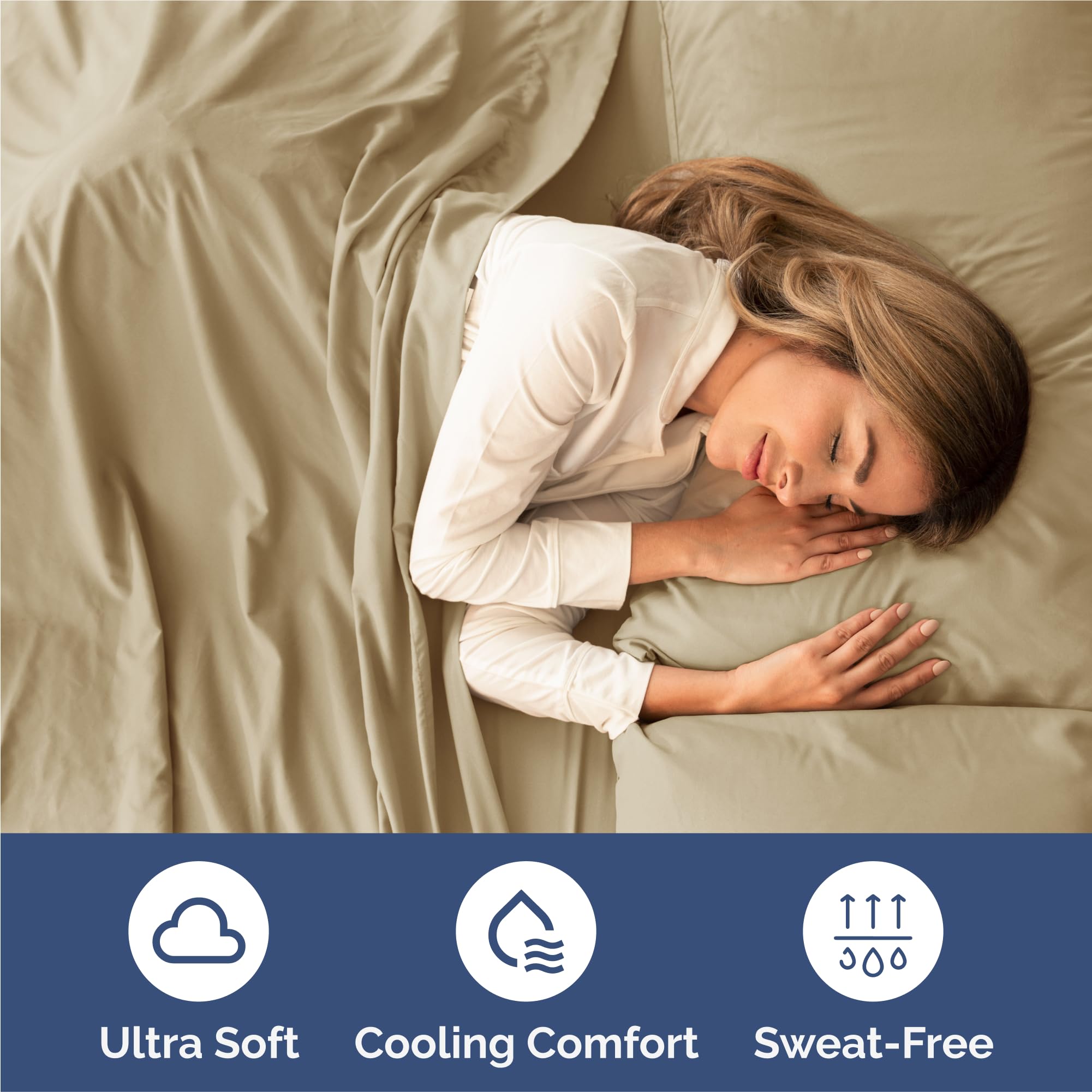 CGK Unlimited flat sheet spread across bed demonstrating generous sizing and drape