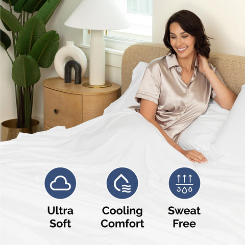 CGK Unlimited flat sheet spread on a California king bed showing ample coverage