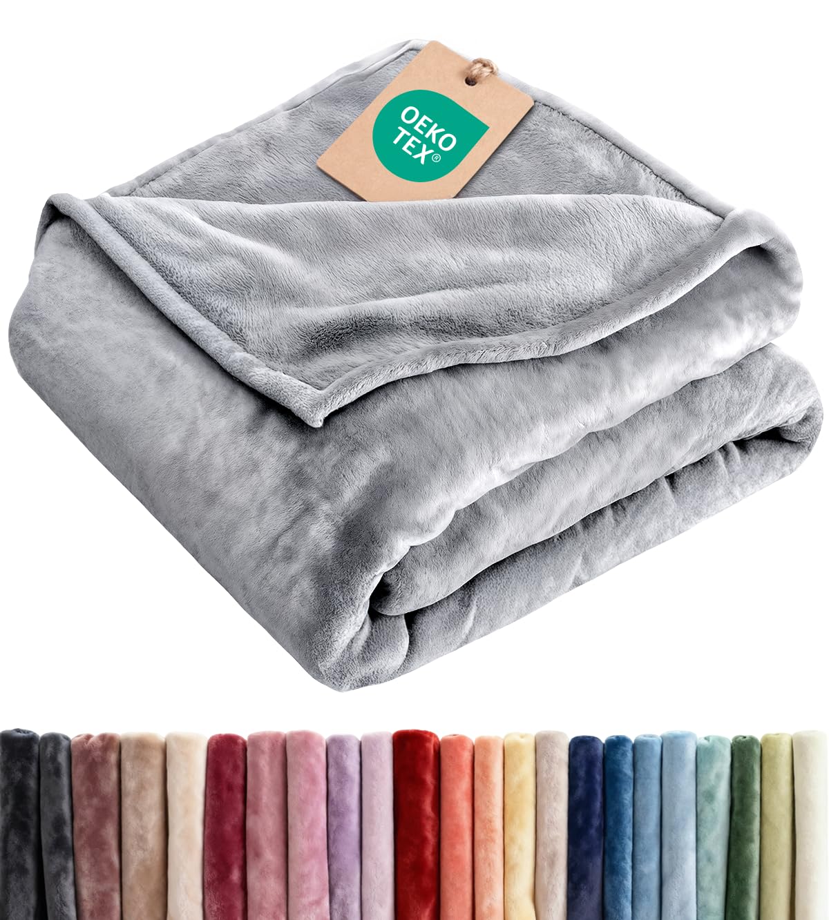 CGK Unlimited twin fleece blanket front view showing soft grey finish and cozy appeal
