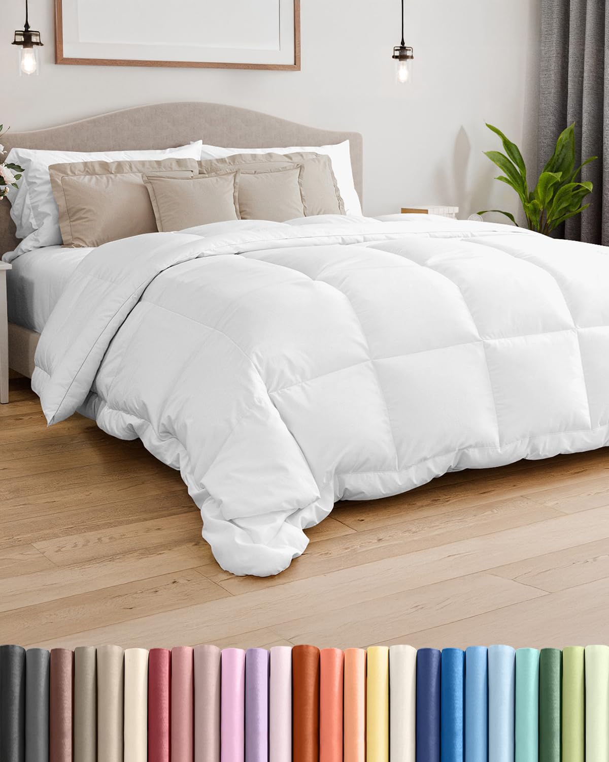 CGK Unlimited front packaging view showing white queen comforter and neat presentation