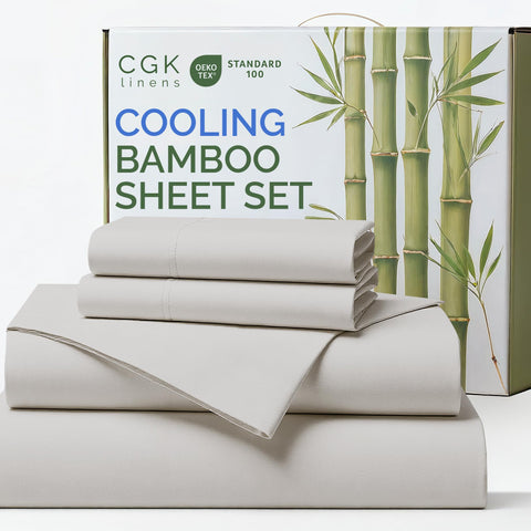 CGK Unlimited front packaging showing light grey cooling sheet set and benefits