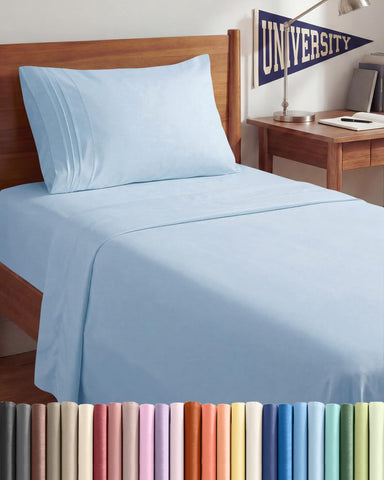 CGK Unlimited front packaging showing sky blue sheet set and compact box convenience