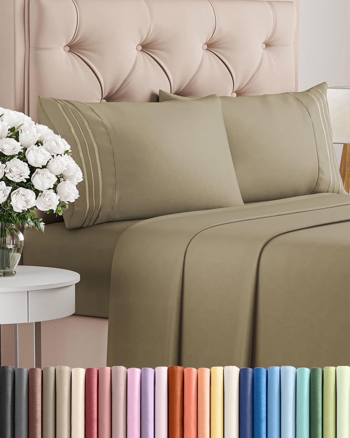CGK Unlimited front packaging of khaki full sheet set shows contents and value