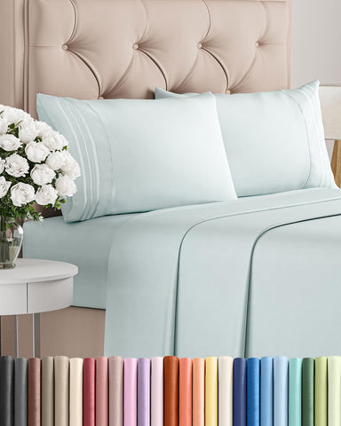 CGK Unlimited sheet set front view showing neat full-size presentation and comfort