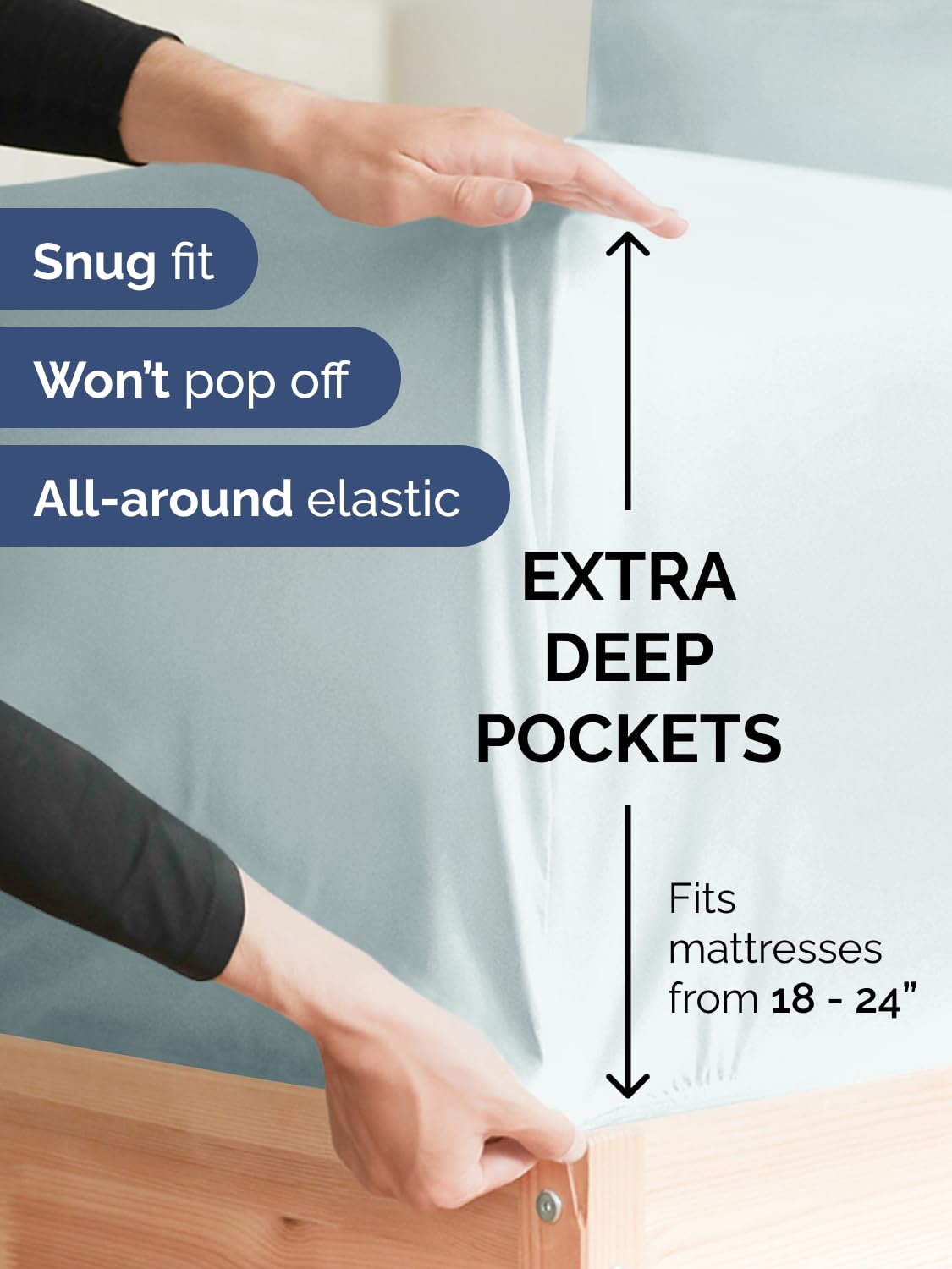 CGK Unlimited flat sheet spread across bed showing full coverage and generous drape
