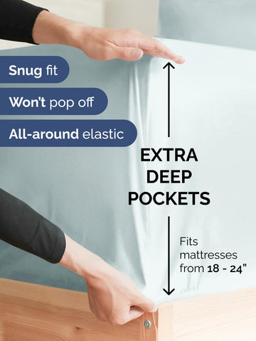 CGK Unlimited flat sheet spread across bed showing full coverage and generous drape