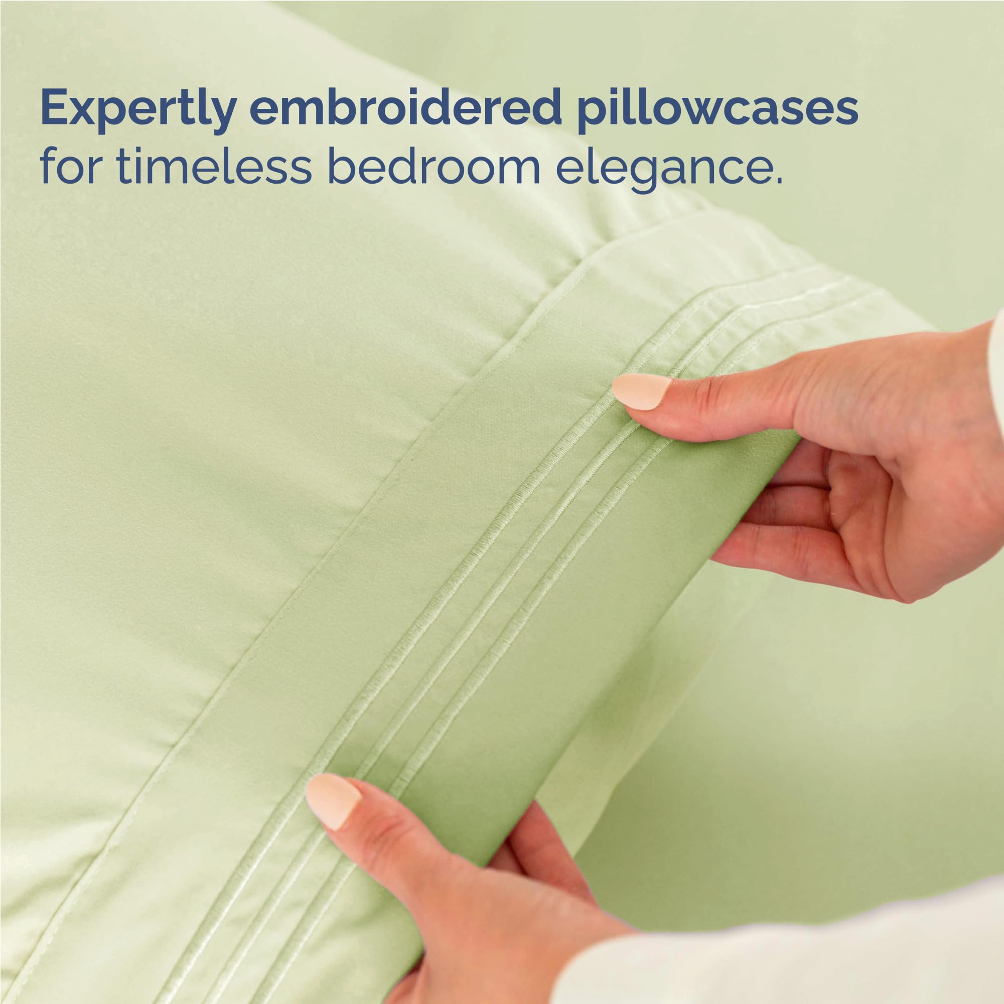 CGK Unlimited sheets on a styled bed in bedroom showing quick styling and guest-ready presentation