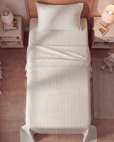 CGK Unlimited sheets in RV bedroom demonstrating space-saving suitability