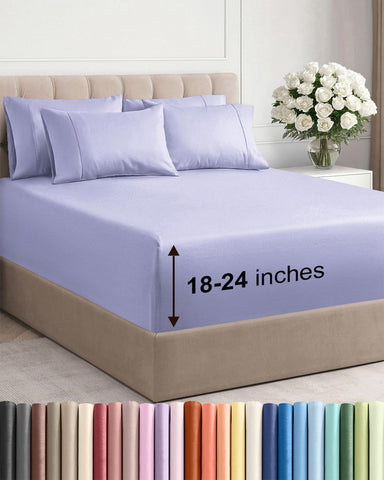 CGK Unlimited king sheets on bed showing flat and fitted sheets, neat fit and improved sleep comfort