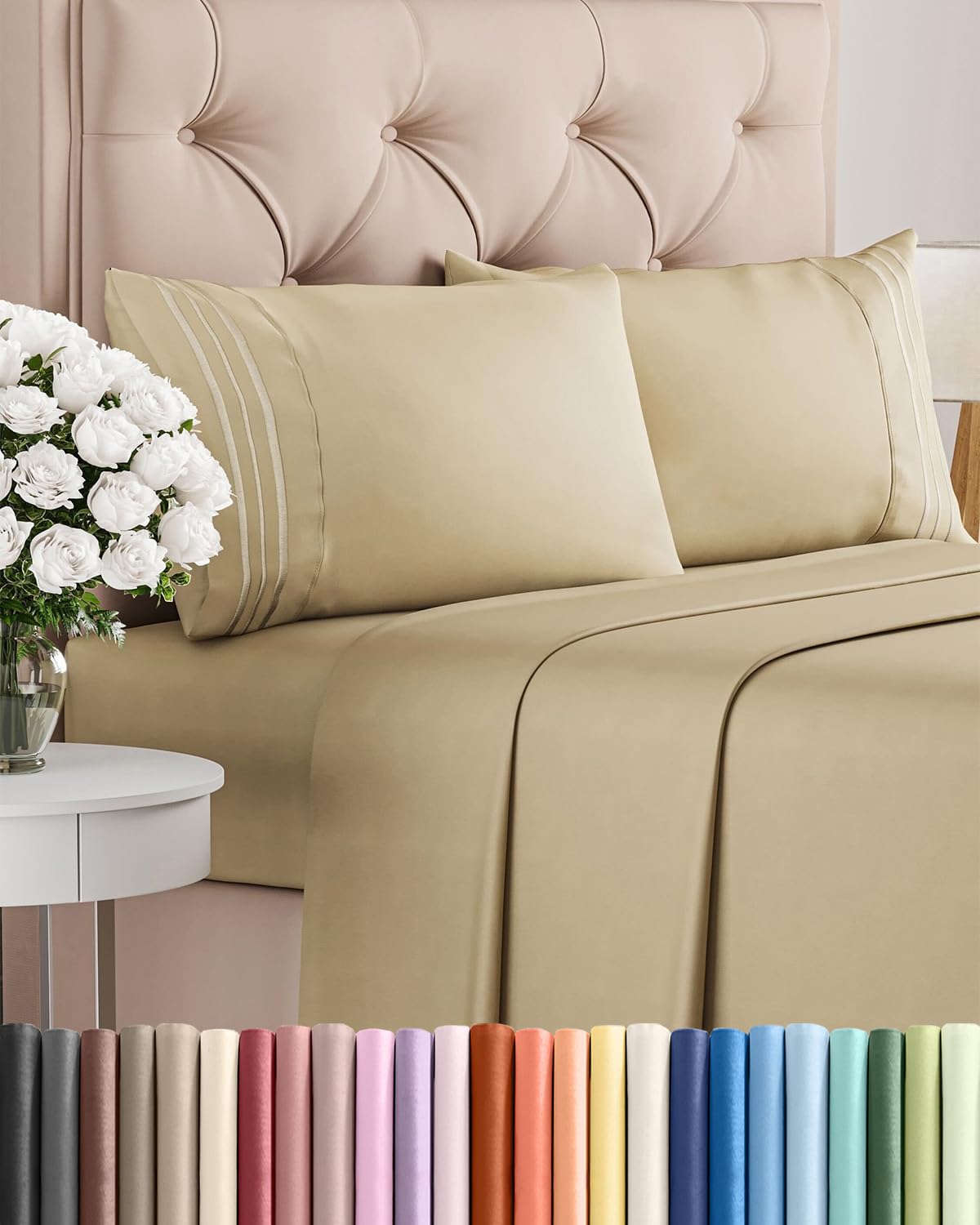 CGK Unlimited king sheet set front packaging showing contents and color