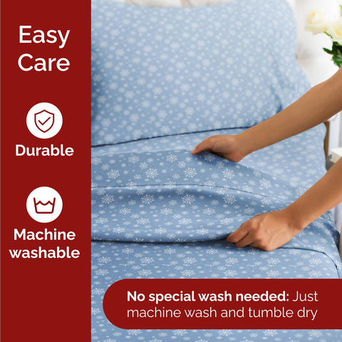 CGK Unlimited bedroom scene with sheets displayed creating a cozy holiday atmosphere
