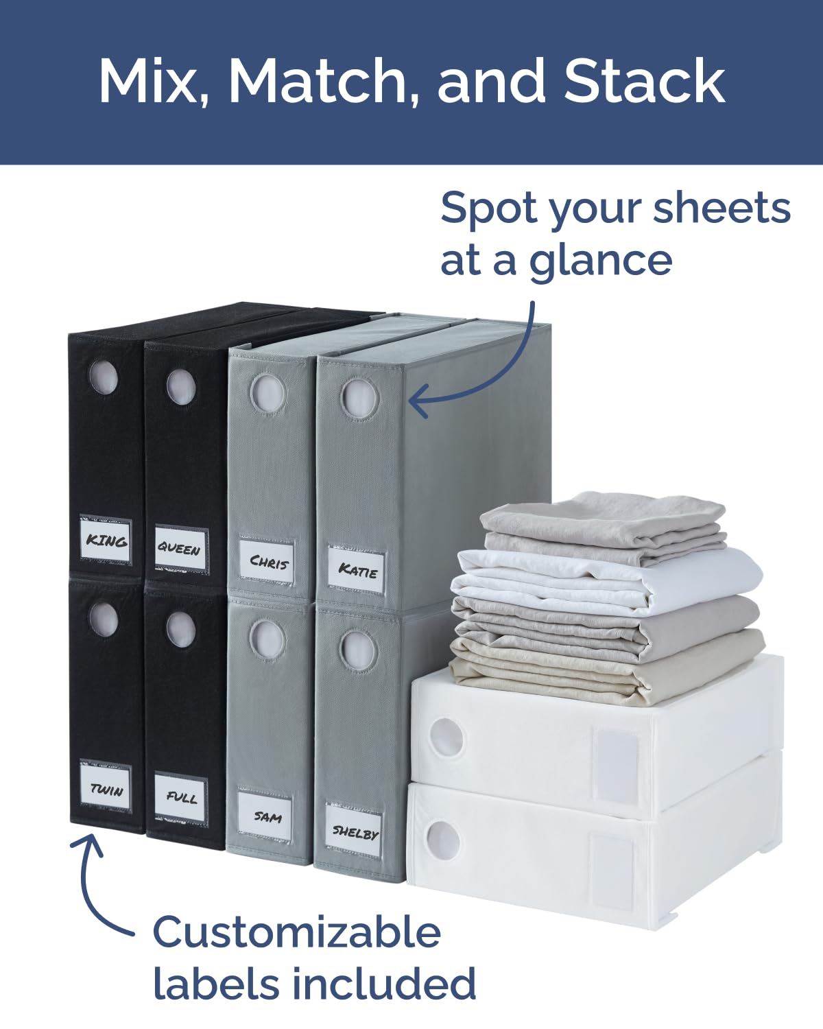 CGK Unlimited in a styled closet to showcase tidy linen organization
