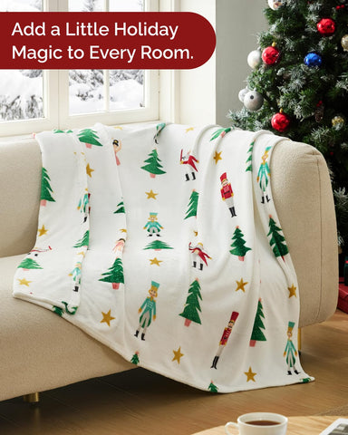 CGK Unlimited throw draped on sofa demonstrating holiday styling and warmth benefit