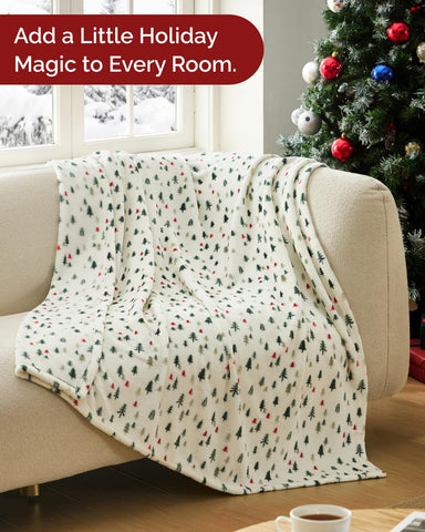 CGK Unlimited throw draped on sofa adding festive warmth and style