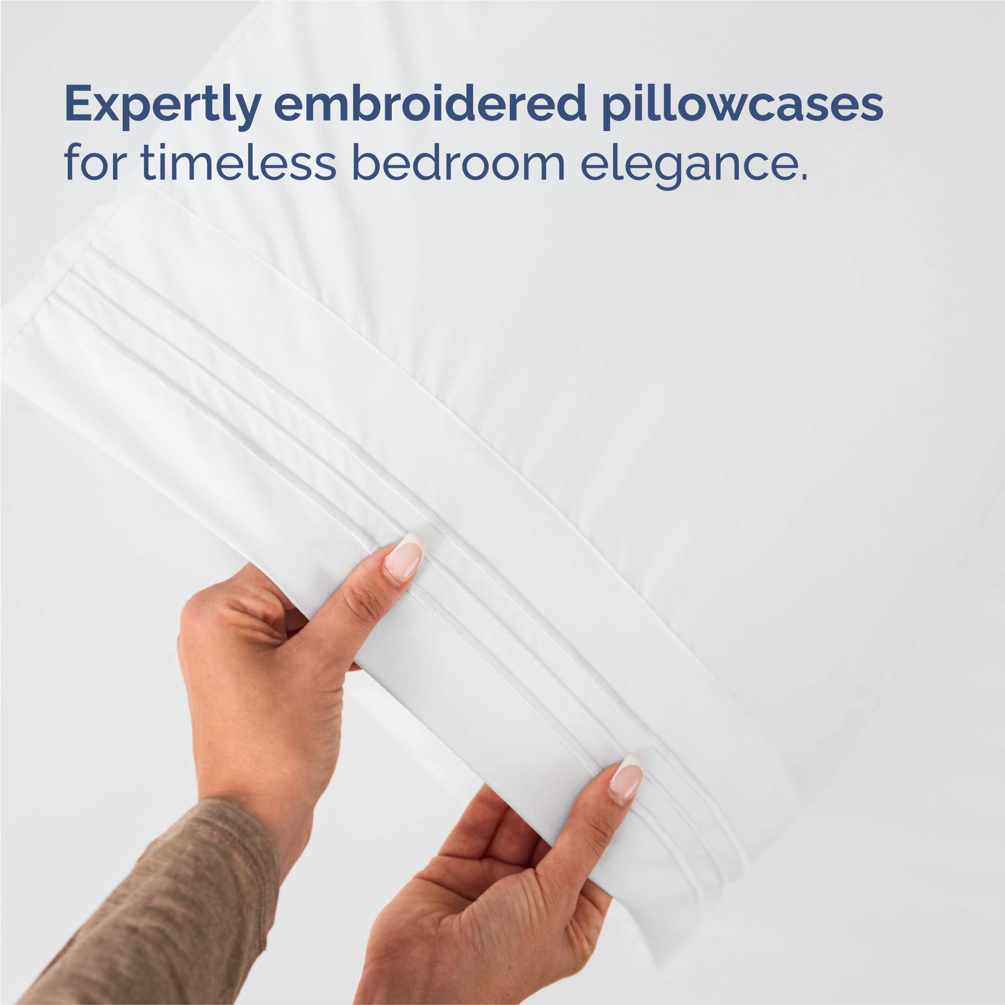 CGK Unlimited sheets on split king bed in bedroom demonstrating clean hotel-style aesthetic