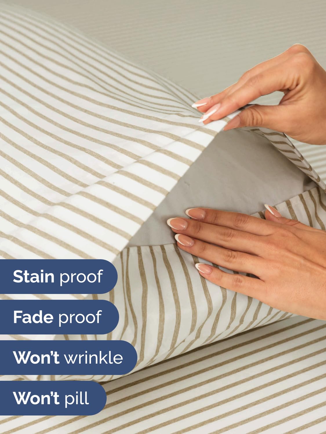 CGK Unlimited oversized pillowcase closure close-up showing secure enclosure and neat pillow fit