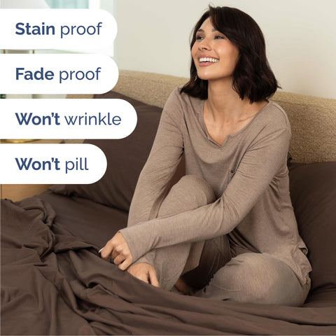 CGK Unlimited pillowcases stacked to show dimensions and wrinkle-resistant benefit