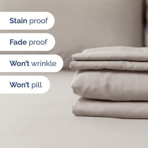 CGK Unlimited stacked pillowcases matching sheets for coordinated bedroom style