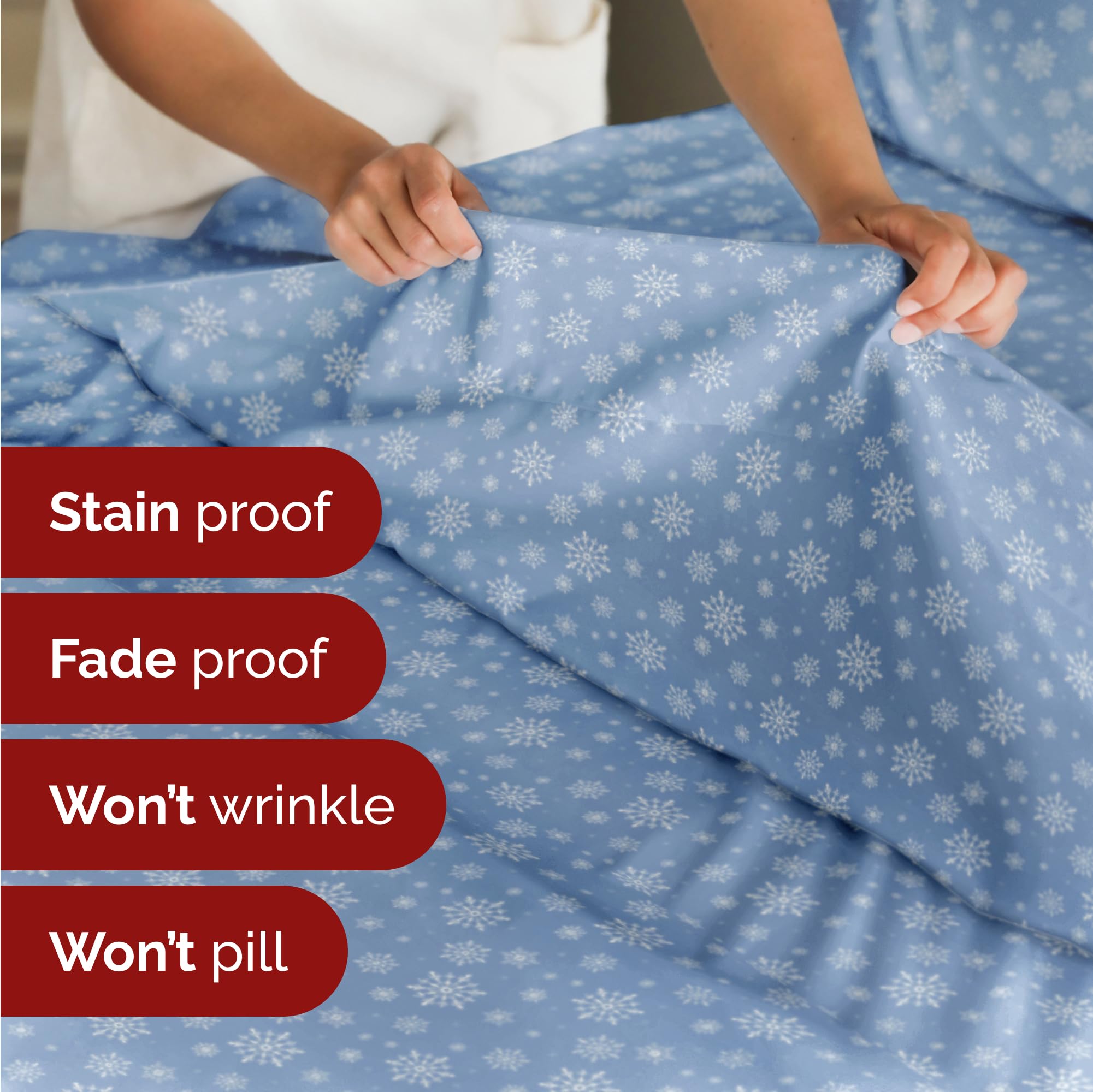 CGK Unlimited two pillowcases arranged on bed showing coordinated seasonal styling