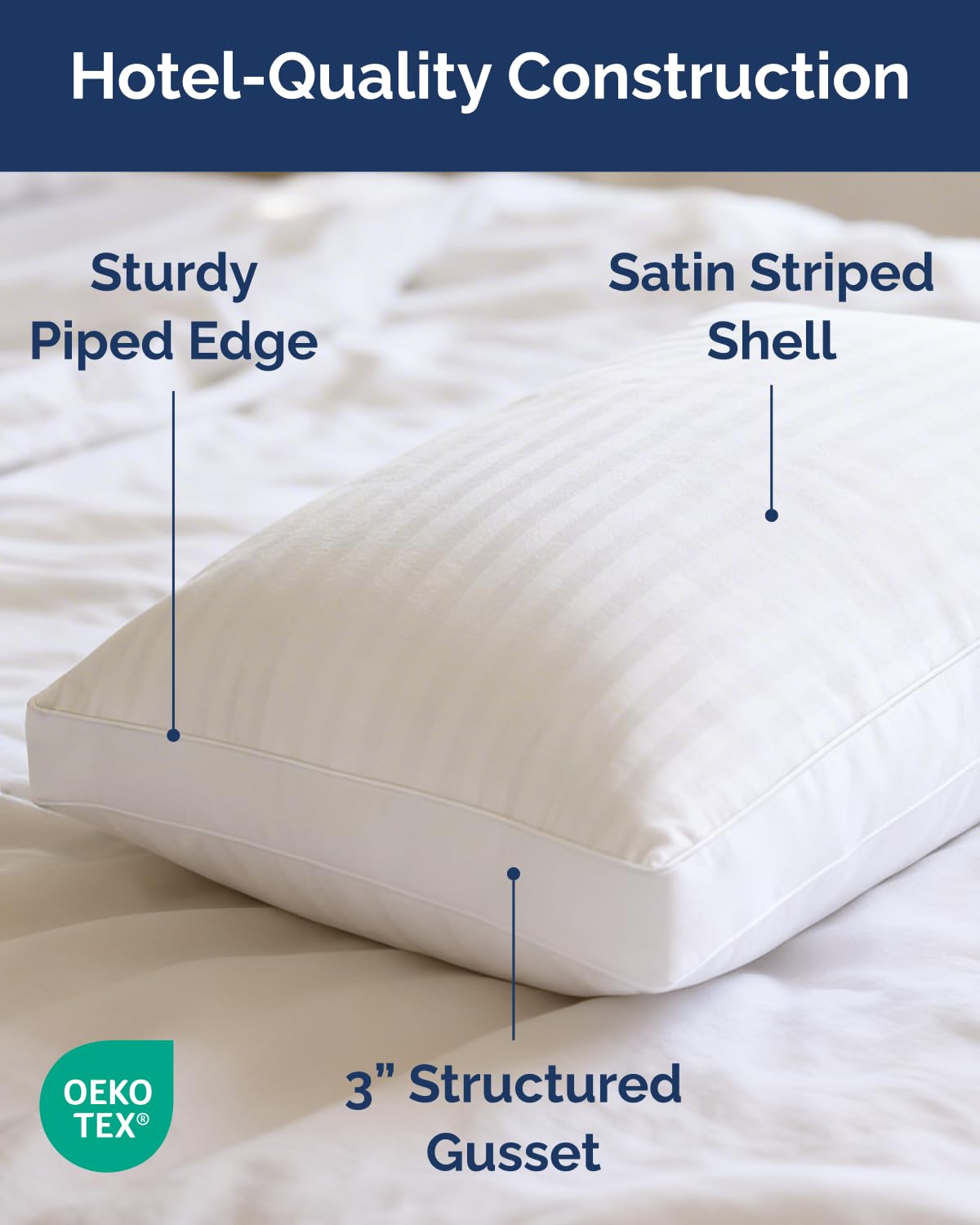 CGK Unlimited pillows styled on made bed demonstrating hotel-style comfort and appearance