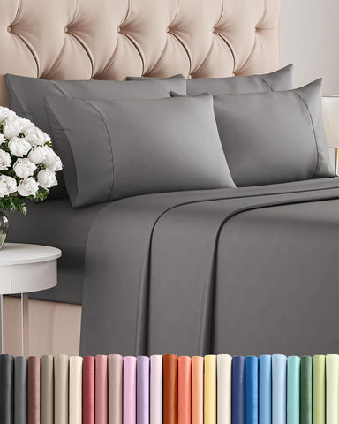 CGK Unlimited front packaging showing dark grey queen 6-piece set and neat presentation