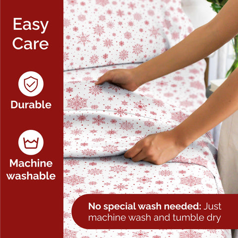 CGK Unlimited lifestyle bedroom scene with sheet set adding holiday cheer and warmth