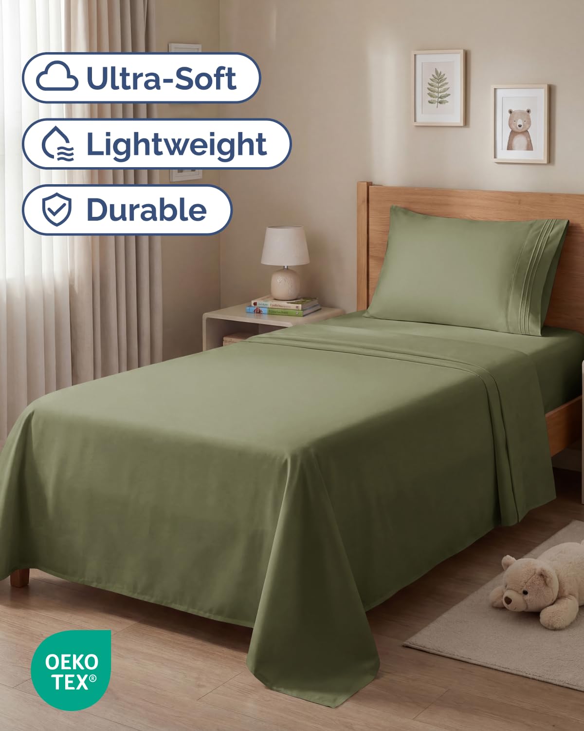 CGK Unlimited flat sheet spread on bed displaying smooth drape and comfort