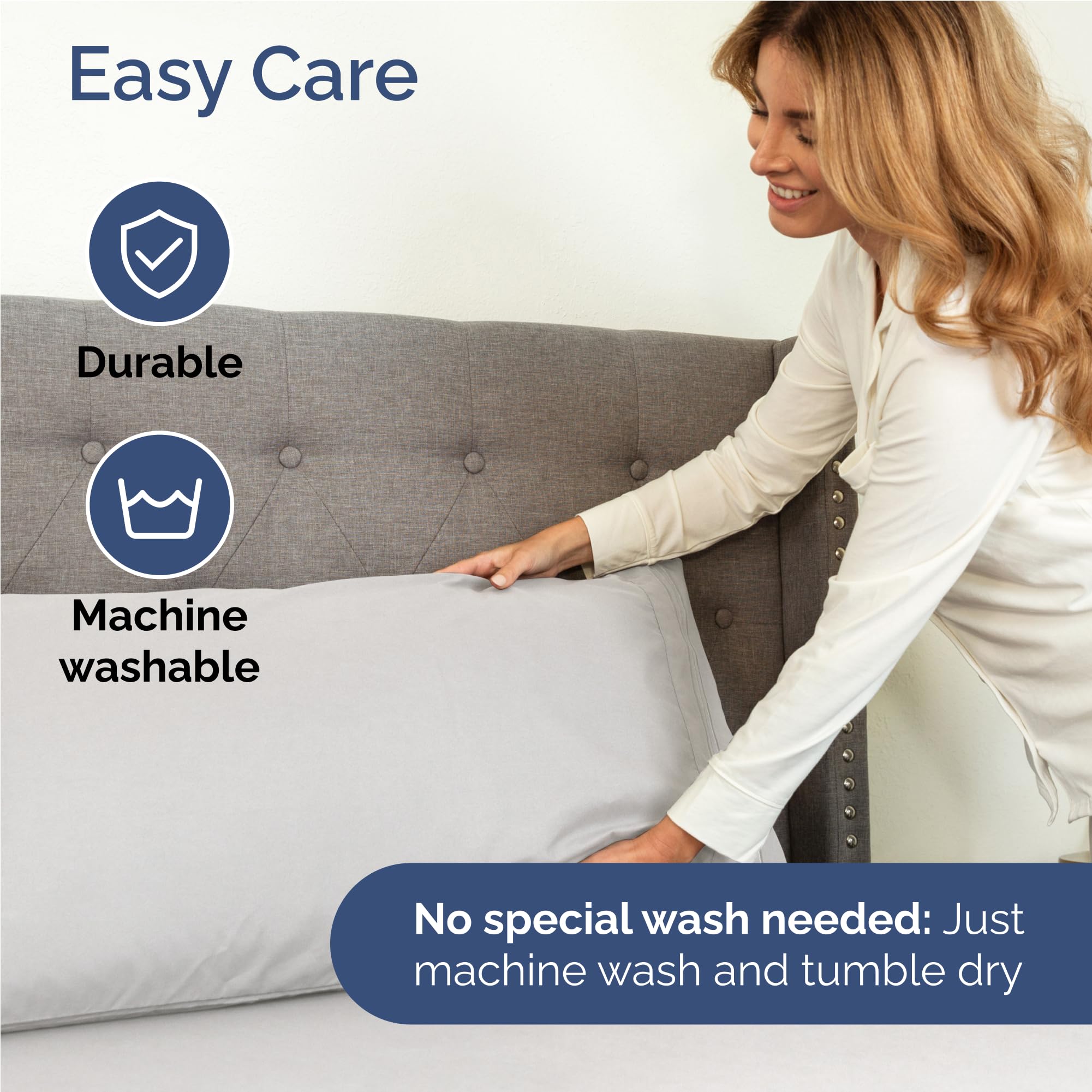 CGK Unlimited fitted sheet on mattress showing fit on up to sixteen-inch mattress