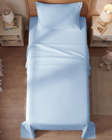 Comparison image with mattress and CGK Unlimited sheet fit to show 16 inch compatibility