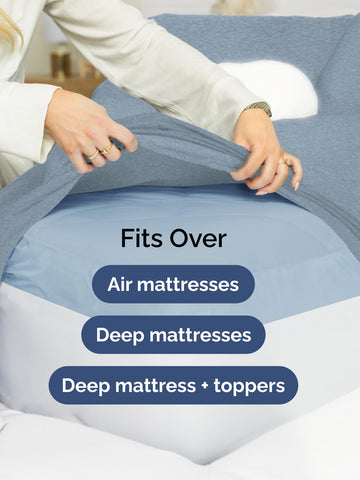 CGK Unlimited elastic close-up on fitted sheet illustrating stretch and staying power