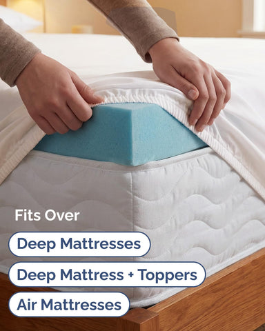 CGK Unlimited fitted sheet on lofted Twin XL mattress for secure fit